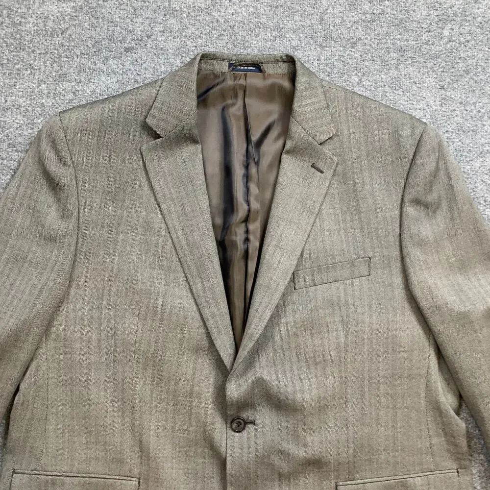Ralph by Ralph Lauren Blazer Mens‎ 48 Black Cream Herringbone Wool 2 Button
